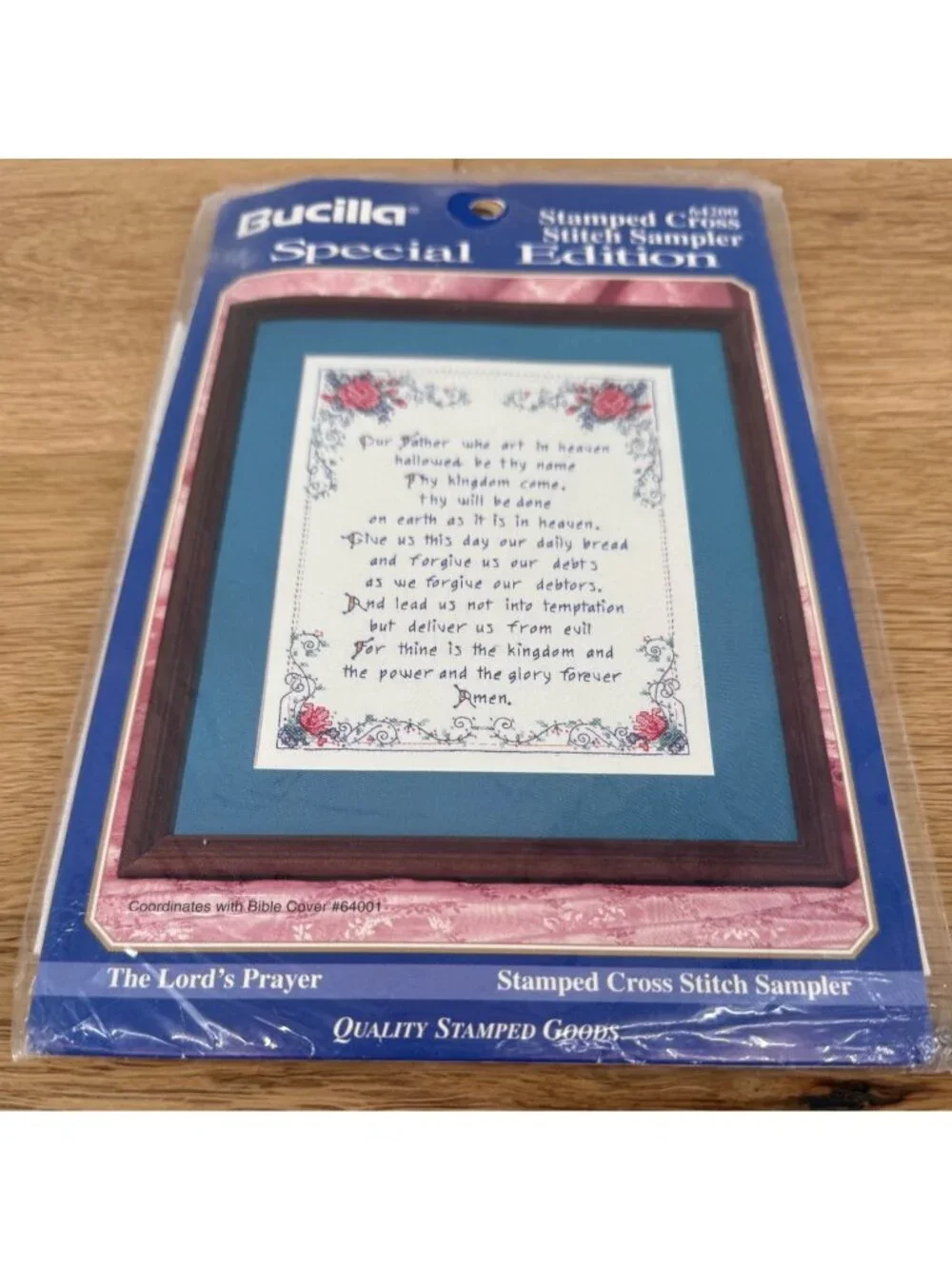 Bucilla VTG The Lords Prayer Stamped Cross Stitch Sampler Kit 64200 Special Ed